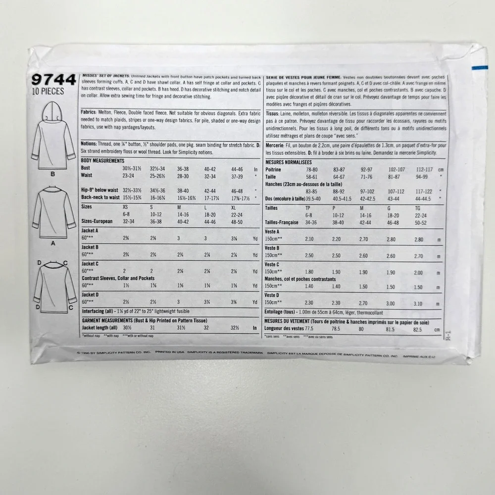 Simplicity mccall sewing